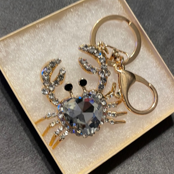 Heart Rhinestone Crab Beautiful Keychain Bag Charm!!! - Picture 1 of 7
